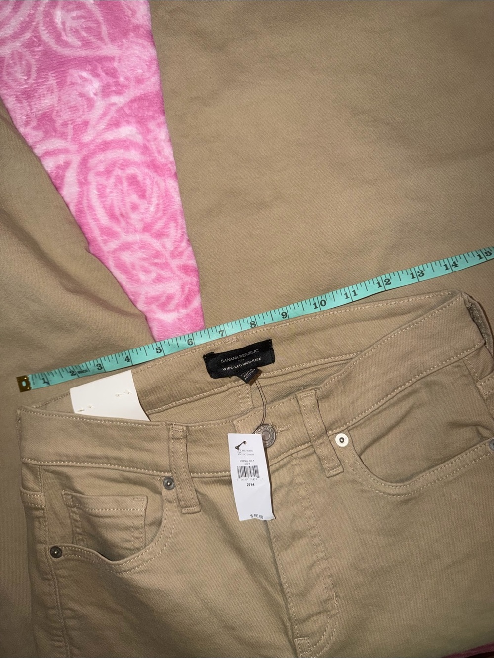 Banana Republic Wide-Leg Tan Cotton Blend Pants - Picture 6 of 7
